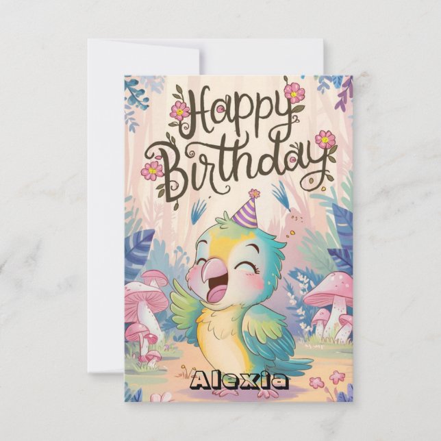 Tarjeta Cute Wires Parrot Aniversario Digital (Anverso)