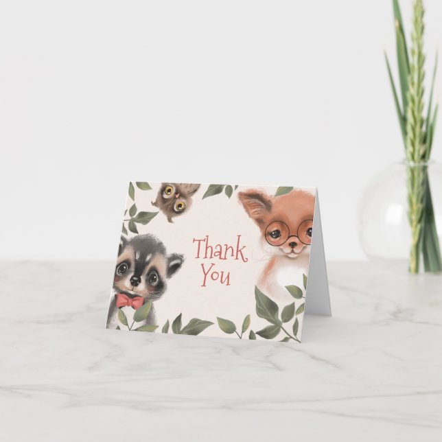 Tarjeta Cute Woodland Animals Gracias (Anverso)