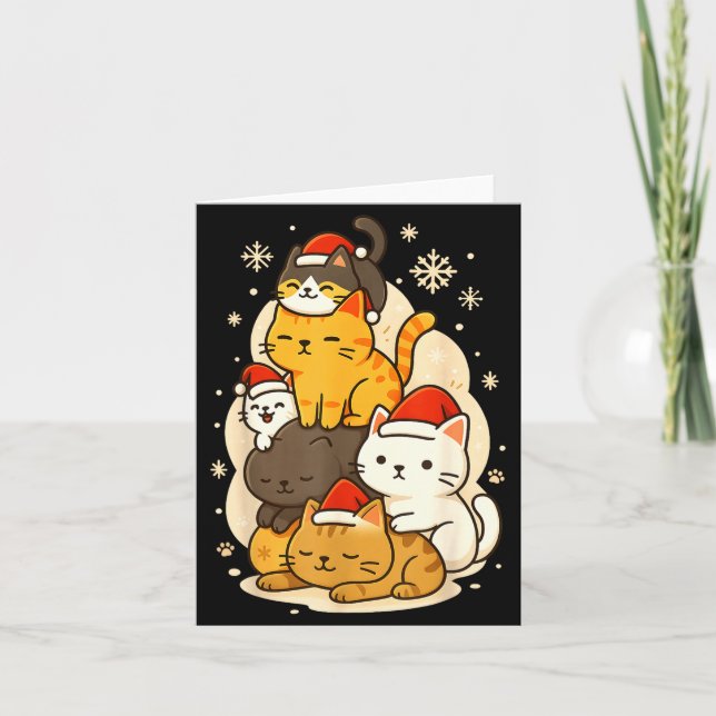 Tarjeta Cute Xmas Kawaii Cats Neko Funny Kitten Lover Anim (Anverso)