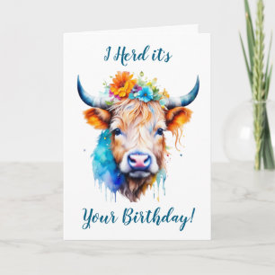Tarjeta Cute y divertida vaca Puns Cumpleaños