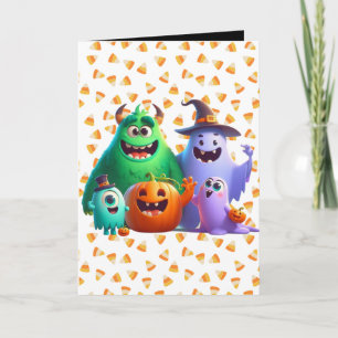 Tarjeta Cute y Guay, monstruos de Halloween