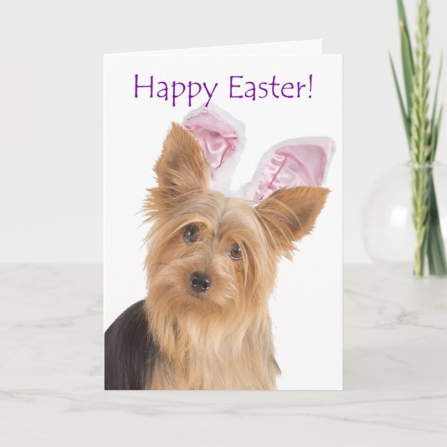 Tarjeta Cute Yorkie Easter (Anverso)