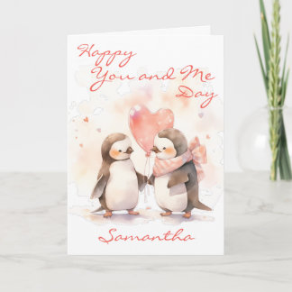 Tarjeta Cute You and Me Penguin