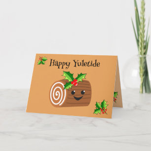 Tarjeta Cute Yule Log Yuletide