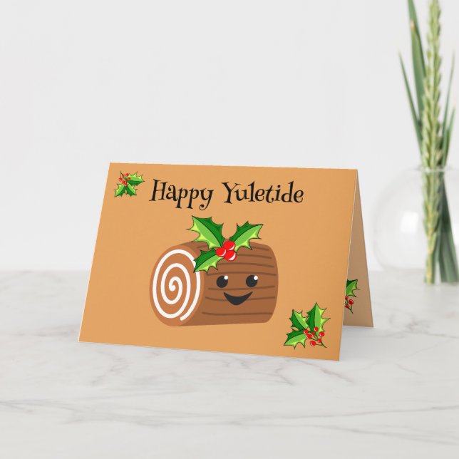 Tarjeta Cute Yule Log Yuletide (Anverso)