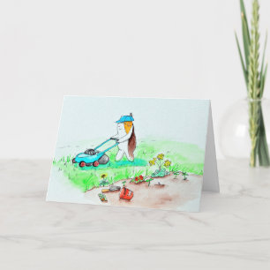 Tarjeta Cutie el cerdo guineano en la pintura de jardinero
