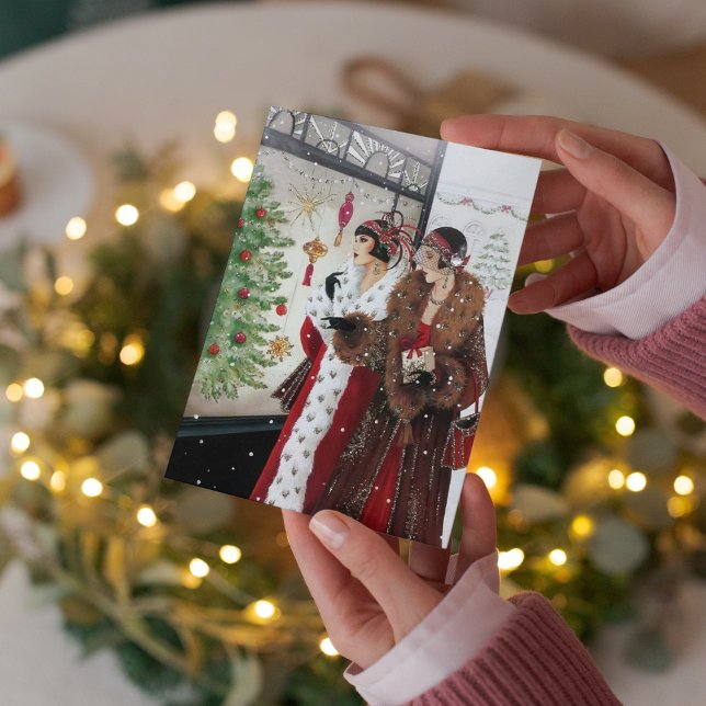 Tarjeta Cuto arte deco retro vintage Navidad (Subido por el creador)