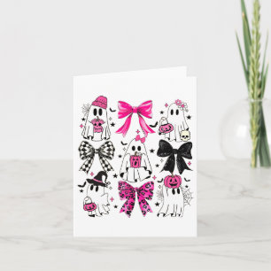 Tarjeta Cuto fantasma Coquette estética arcos rosados espu