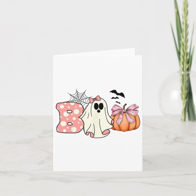 Tarjeta Cuto fantasma floral Boo Halloween Chica Ghost Spo (Anverso)