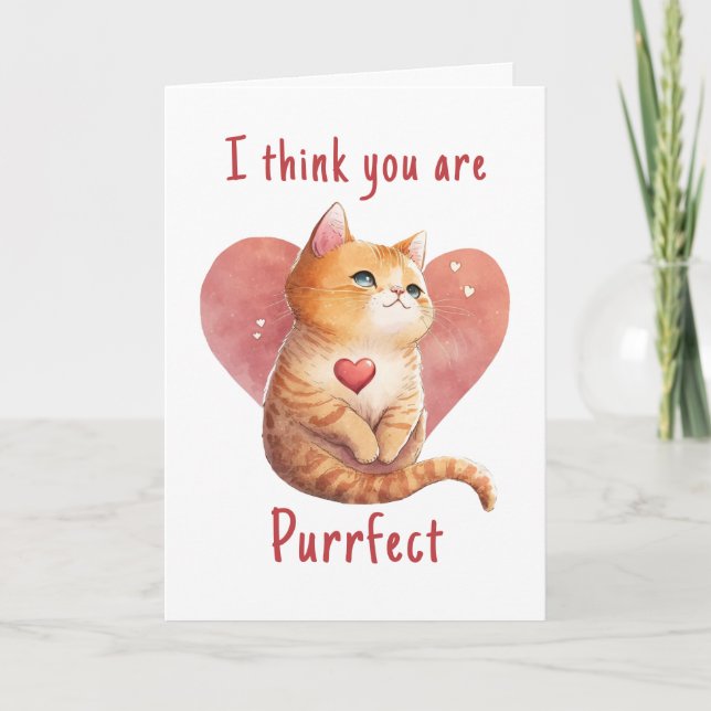 Tarjeta Cuto gato rojo amor juego de palabras divertido Va (Anverso)