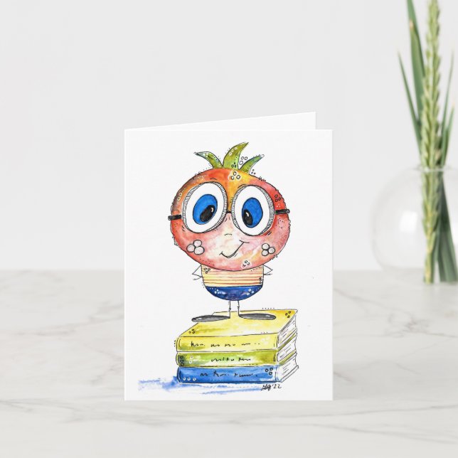 Tarjeta Cuto libro caprichoso Nerd (Anverso)