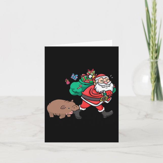 Tarjeta Cuto Moo Deng &amp; Santa Ba  (Anverso)