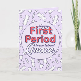 Tarjeta Cuto morado Personalizado Pad Tampon Primer period