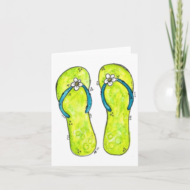 Tarjeta Cuto Whimsical Flip Flops (Anverso)