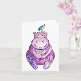 Tarjeta Cuto Whimsical Purple Hippo