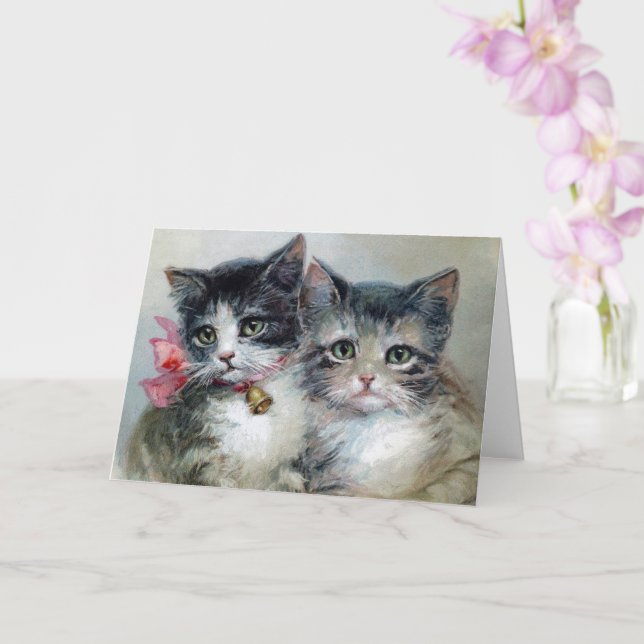 Tarjeta Cuto y cortante, gatitos adorables, (Orquídea)