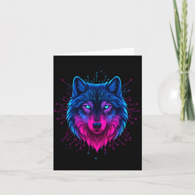 Tarjeta Cyber Wolf For Animal Lovers And Birthday And Birt (Anverso)