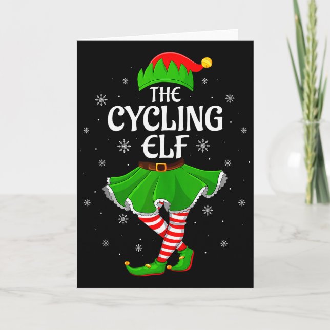 Tarjeta Cycling Elf Christmas Family Girls Women Elf Squad (Anverso)