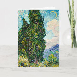 Tarjeta cypresses 1889 por vincent van gogh