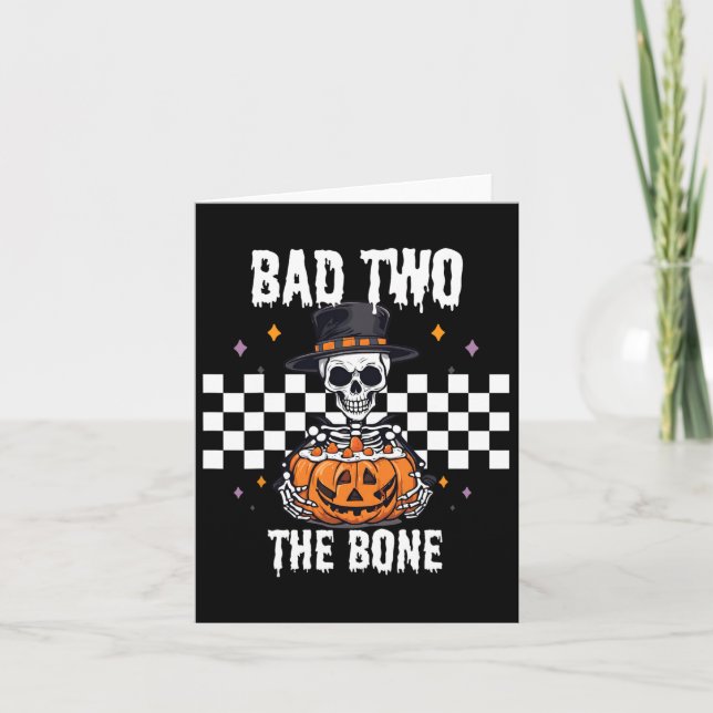 Tarjeta D Al Disfraz De Halloween De Esqueleto Óseo (Anverso)