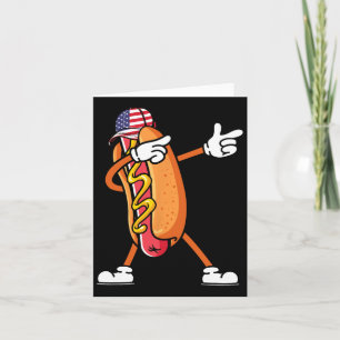 Tarjeta D de julio Hotdog Sungles bandera de América Indep