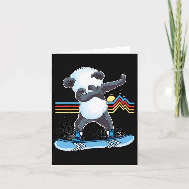 Tarjeta Dab Dance Panda Snowboard Esquí Dabbing Panda (Anverso)