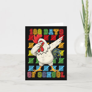 Tarjeta Dabbing 100 días de clases de pollo de escuela 100
