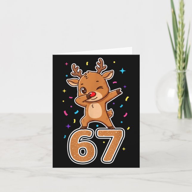 Tarjeta Dabbing 67 Reindeer 67 Funny Six Seven Meme Gen Z  (Anverso)