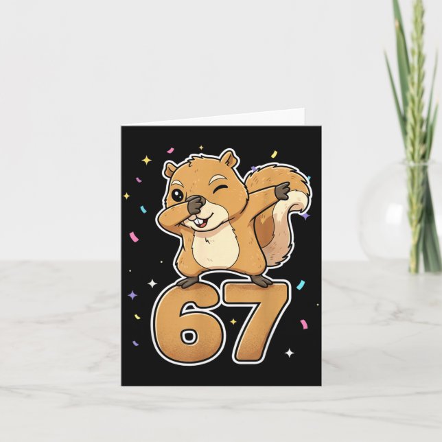 Tarjeta Dabbing 67 Squirrel 67 Funny Six Seven Gen Z Slang (Anverso)