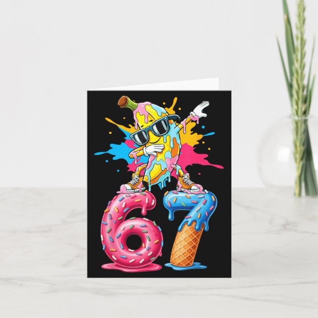 Tarjeta Dabbing Banana 67 Ice Cream Drip Funny Six Seven M (Anverso)