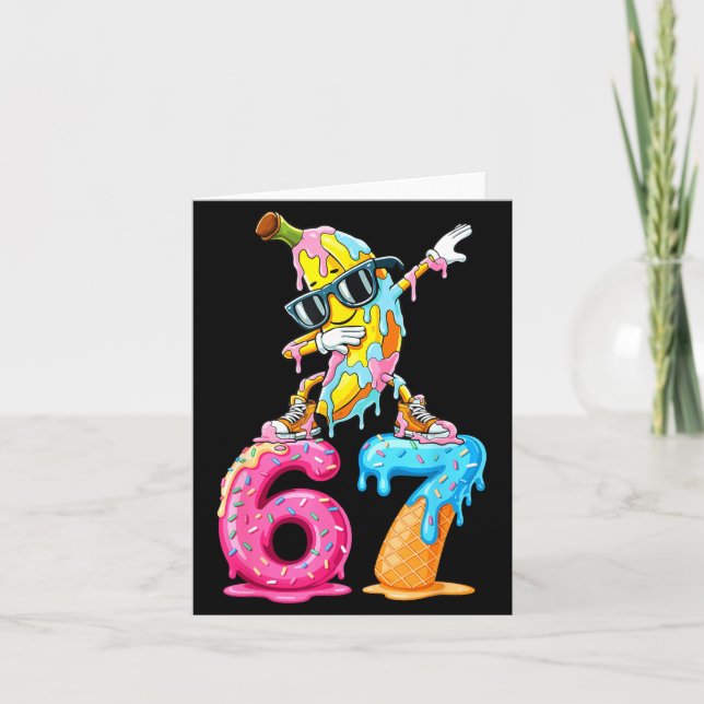 Tarjeta Dabbing Banana 67 Ice Cream Drip Funny Six Seven M (Anverso)