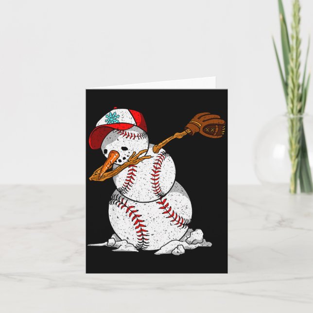 Tarjeta Dabbing Baseball Snowman Snow Christmas Xmas Holid (Anverso)