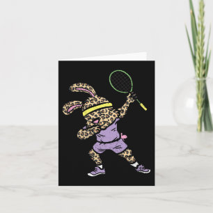 Tarjeta Dabbing Bunny Badminton Player Easter Sport Rabbit