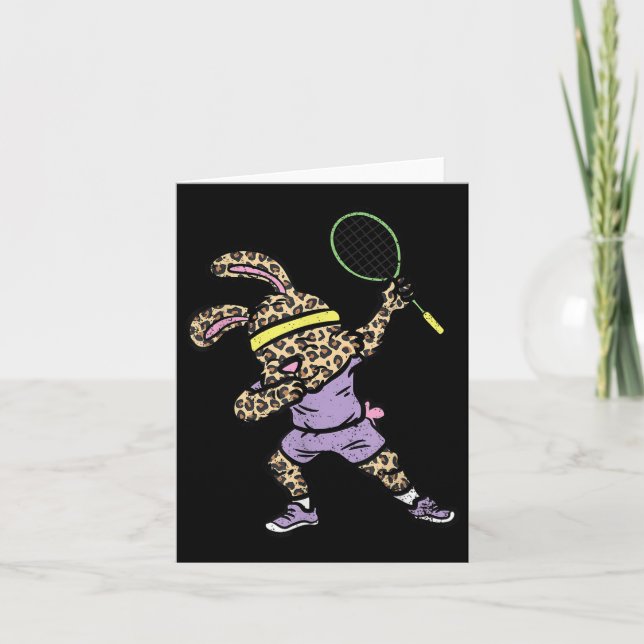 Tarjeta Dabbing Bunny Badminton Player Easter Sport Rabbit (Anverso)