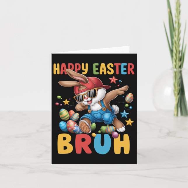 Tarjeta Dabbing Bunny Easter Bruh Meme Divertido de adoles (Anverso)
