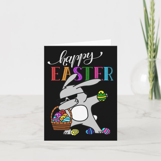 Tarjeta Dabbing Bunny Feliz Día de Pascua (Anverso)