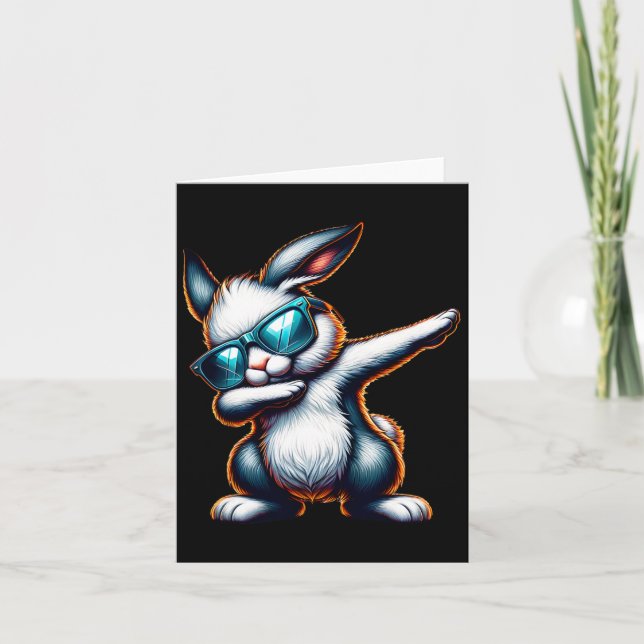 Tarjeta Dabbing Bunny Funny Easter Bunny (Anverso)
