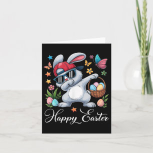 Tarjeta Dabbing Bunny Happy Easter Egg Hunting Toddler Kid