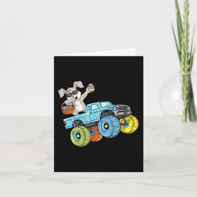 Tarjeta Dabbing Bunny Happy Easter Monster Truck Boys Chic (Anverso)
