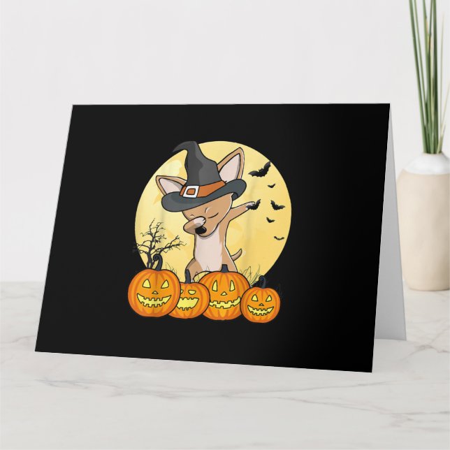Tarjeta Dabbing Chihuahua Baile Dab Perro Divertido Hallow (Anverso)