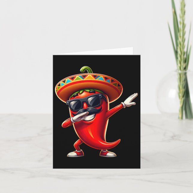 Tarjeta Dabbing Chili Cinco De Mayo Comida Mexicana Para H (Anverso)