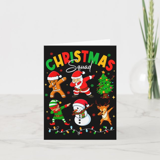 Tarjeta Dabbing Christmas Squad Santa Elf Family Matching  (Anverso)