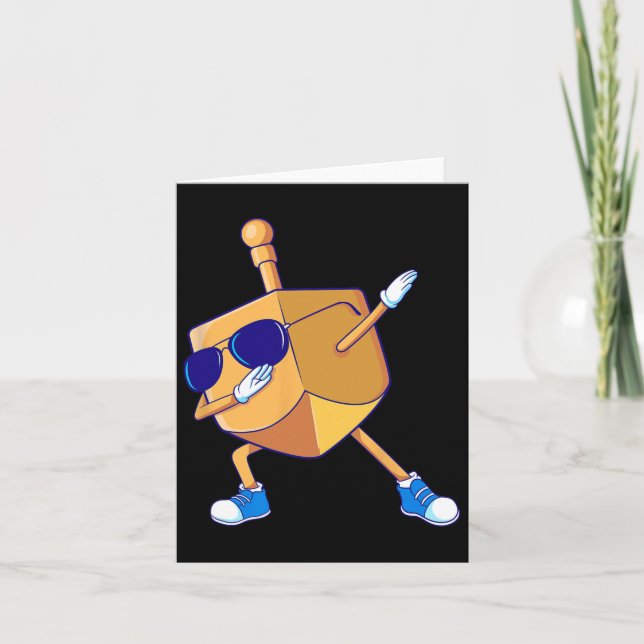 Tarjeta Dabbing Dreidel Hanukkah Dancing Chanukah Kids Gir (Anverso)