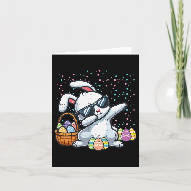 Tarjeta Dabbing Easter Bunny Eggs Bysket Rabbit Dance Men (Anverso)