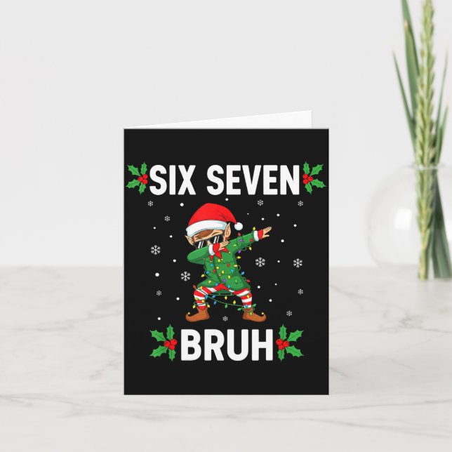 Tarjeta Dabbing Elf Six Seven Bruh Christmas 67 Meme Xmas  (Anverso)