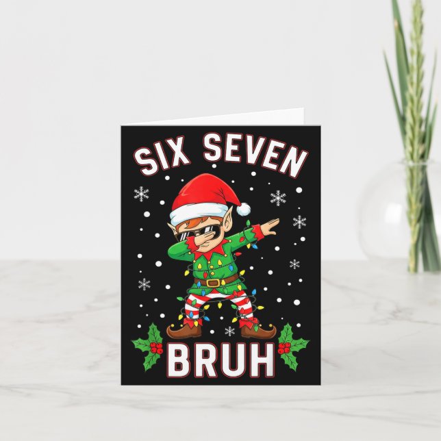 Tarjeta Dabbing Elf Six Seven Bruh Christmas 67 Meme Xmas  (Anverso)