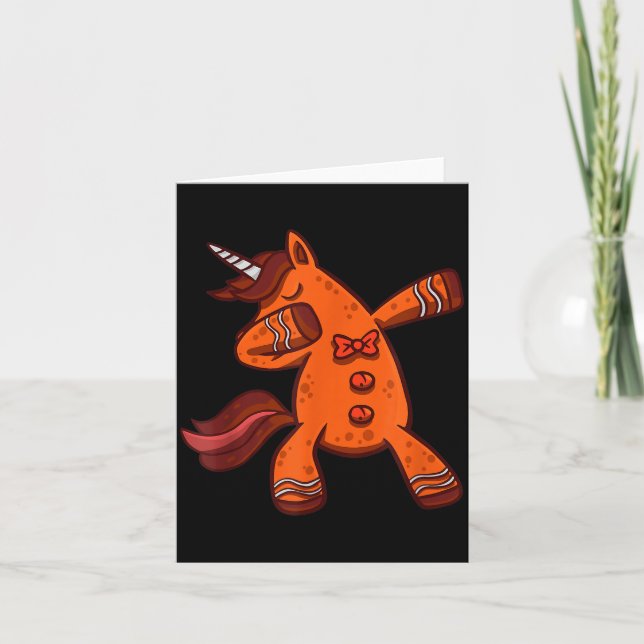 Tarjeta Dabbing Gingerbread Unicorn Cookie Christmas  (Anverso)