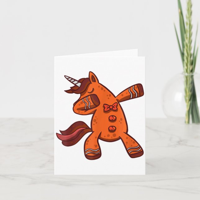 Tarjeta Dabbing Gingerbread Unicorn Cookie Christmas  (Anverso)