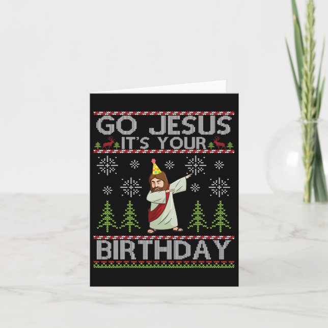Tarjeta Dabbing Go Jesus Es tu cumpleaños Feliz Navidad (Anverso)