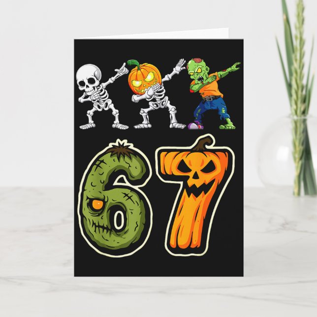 Tarjeta Dabbing Halloween Boys Six Seven 67 Meme Funny Kid (Anverso)